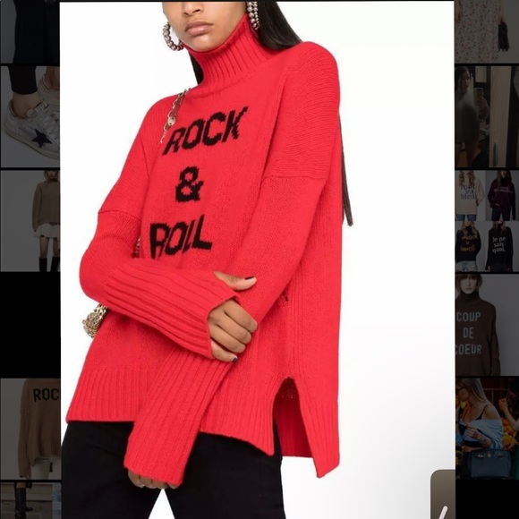 Zadig u0026 Voltaire | Sweaters | Zadig Voltaire Alma Merino Wool Sweater Red  Rock Roll Logo | Poshmark